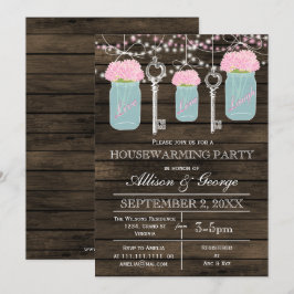 Barn wood Mason burk nycklar rustik husuppvärmning Inbjudningar