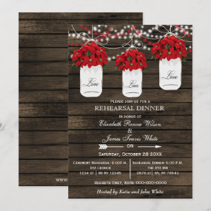 Barn wood mason burk poinsettias rehearsal Middag Inbjudningar