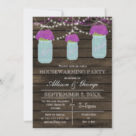 Barn wood Mason burk, rustik husuppvärmning Inbjudningar