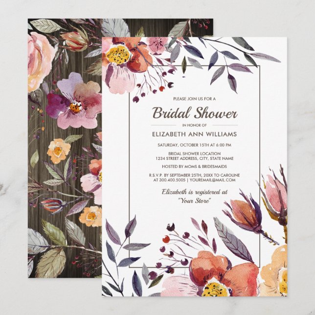 Barn Wood | Möhippa för höstblommor Inbjudningar (Fram/baksida)