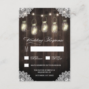Barn Wood och Snöre Mason Burk Bröllop OSA Cards Kort
