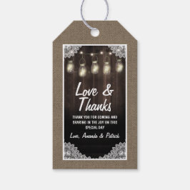 Barn Wood och Snöre Mason Burk Bröllop Tack Presentetikett