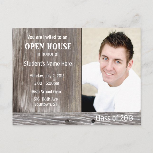 Barn Wood Open house-vykort Inbjudan Vykort (Framsida)
