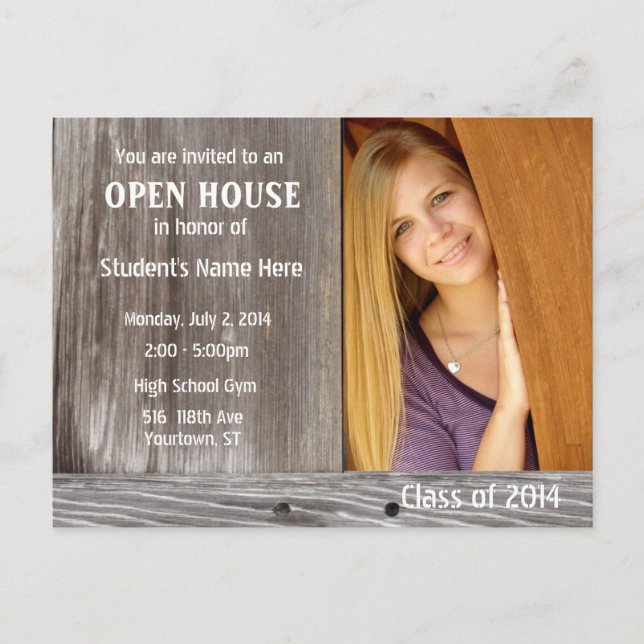 Barn Wood Open House-vykort Inbjudan Vykort (Framsida)