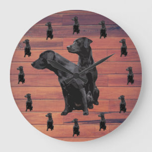 Barn Wood Rustic Black Labrador Retriever Large Stor Klocka