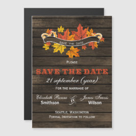 Barn wood Rustic Fall bröllopet sparar datumet Magnetisk Inbjudningskort