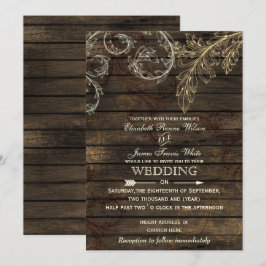 Barn wood Rustic flourish bröllopsinbjudningar Inbjudningar