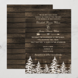 Barn wood Rustic Gräs träd Winter Wedding Inbjudningar