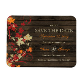 Barn Wood Rustic Höst löv Bröllop spara datum Magnet