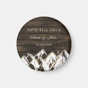 Barn wood Rustic Mountains Spara datumet Magnet