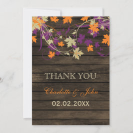 Barn wood Rustic plum fall bröllop Tack Kort