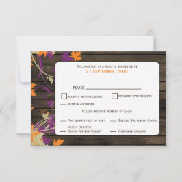 Barn wood Rustic plum löv faller bröllopsOSA OSA Kort