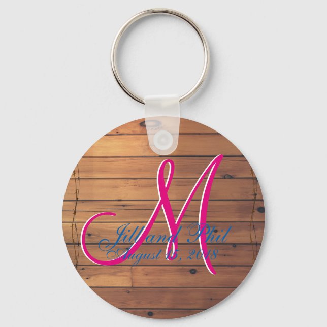 Barn Wood Rustic Wall 3d Monogram Nyckelring (Framsida)
