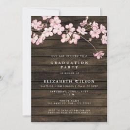 Barn Wood Sakura Rosa Cherry Blommar Studenten Inbjudningar