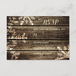 Barn Wood Snöflingor Rustic Winter Wedding OSA Kort