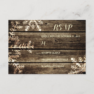 Barn Wood Snöflingor Rustic Winter Wedding OSA Kort
