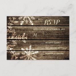 Barn Wood Snöflingor Rustic Winter Wedding OSA Kort