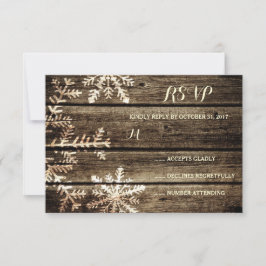 Barn Wood Snöflingor Rustic Winter Wedding OSA Kort