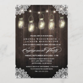 Barn Wood Snöre Mason-Förlovningsfestens inbjudnin Inbjudningar