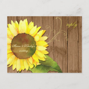 Barn Wood Solros Fall Wedding OSA Inbjudan Vykort