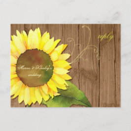 Barn Wood Solros Fall Wedding OSA Inbjudan Vykort