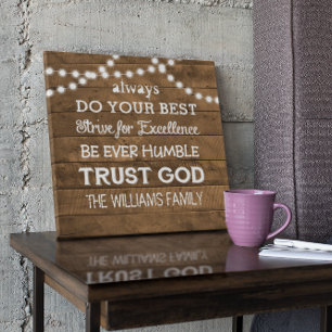 Barn Wood String Ljus Personlig Family Motto Canvastryck