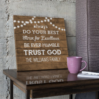 Barn Wood String Ljus Personlig Family Motto Canvastryck