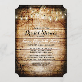 Barn Wood String Ljus Rustic Möhippa Inbjudningar
