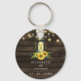 Barn Wood String Ljus Solblommor Bröllop Nyckelring