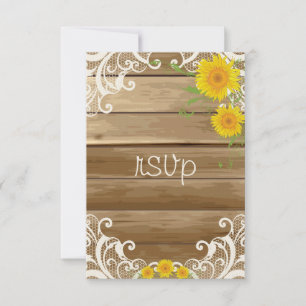 Barn Wood Sunblommor och Vintage Snöre OSA Kort