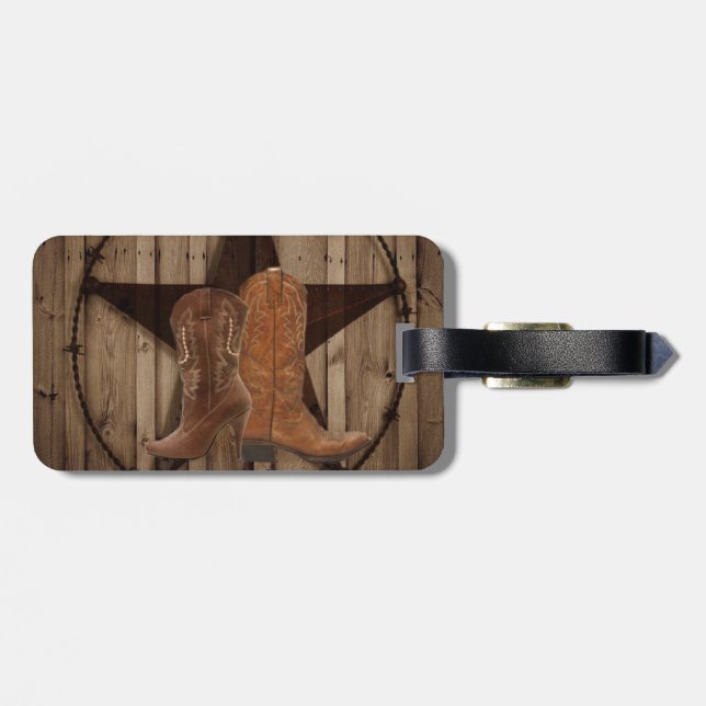 Barn Wood Texas Star westerna land cowboystövlar Bagagebricka (Baksida Vågrät)