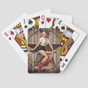 Barn Wood Texas Star westernare land Cowgirl Spelkort