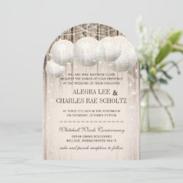 Barn Wood under Stars Bröllop Pappra Lantern Inbjudningar