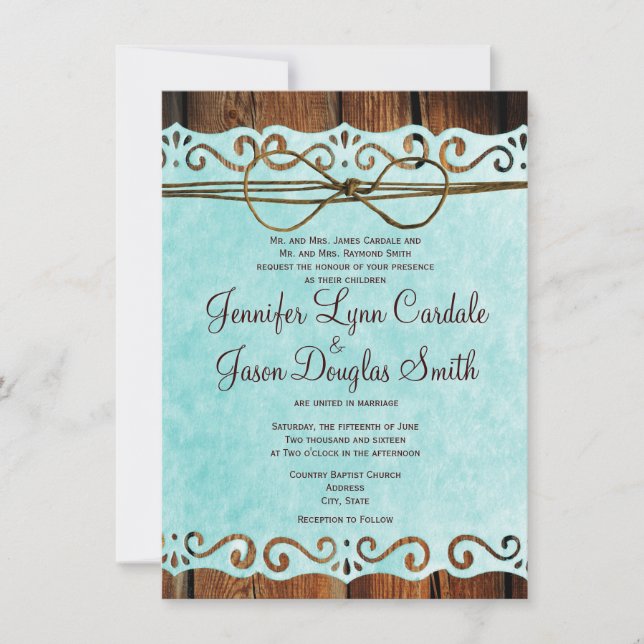 Barn Wood Vintage Pappra inbjudningar att delta i  (Framsida)