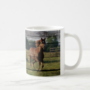Barn Woodgrain Land Ranch Galloping Brown Horse Kaffemugg