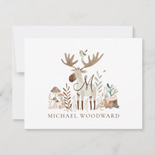 Barn Woodland Animals Monogrammed Flat Note Card Anteckningskort