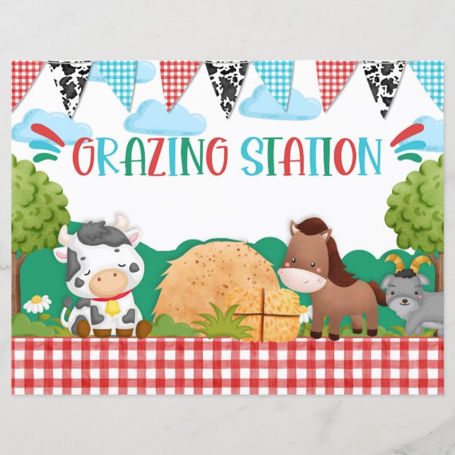 Barn Yard Grazing Station Food Dessert Bord-tecken (Framsida)