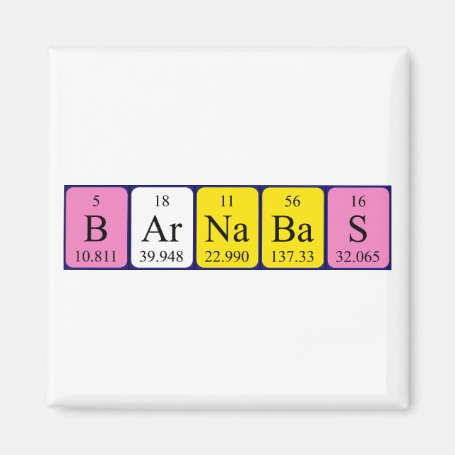 Barnabas periodiska bord namn magnet (Framsidan)