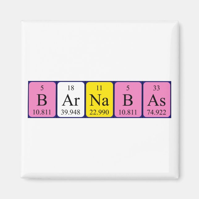 Barnabas periodiska bord namn magnet (Framsidan)