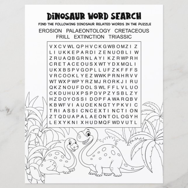 Barnaktivitet Dinosaurie Pussel Ord Sök (Framsida)