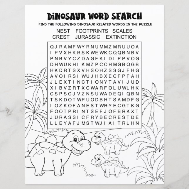 Barnaktivitet Dinosaurie Pussel Ord Sök (Framsida)