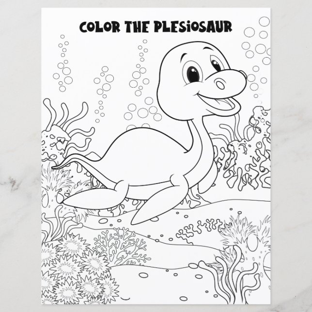 Barnaktivitet Plesiosaurus Dinosaurie Färgläggning (Framsida)