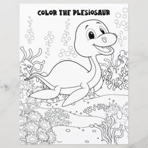 Barnaktivitet Plesiosaurus Dinosaurie Färgläggning