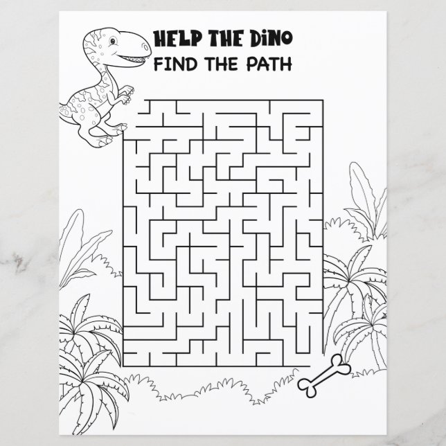Barnaktivitet T-Rex Dinosaur Maze Roligt Puzzle (Framsida)