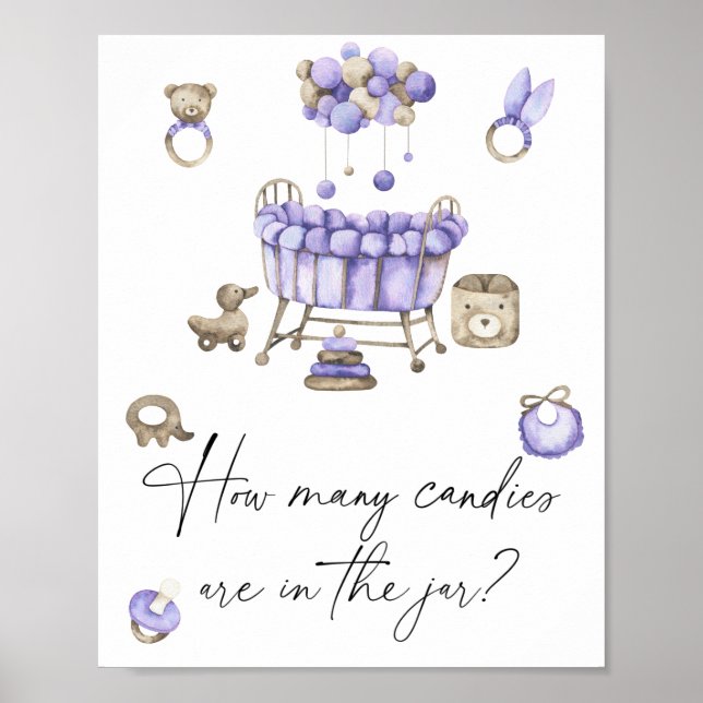 barnbaby shower - gissa hur många godisar poster (Framsidan)