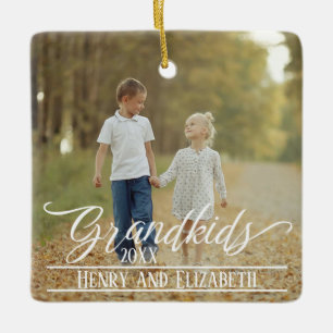 Barnbarn Elegant - Julfoto, Personlig Julgransprydnad Keramik