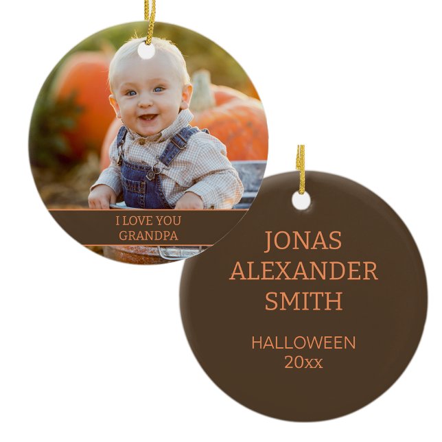 Barnbarn Farfar Halloween Foto  Julgransprydnad Keramik (Halloween ornament)