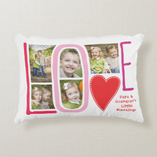 Barnbarn för kärlekfotoCollage kudder för mormor Prydnadskudde