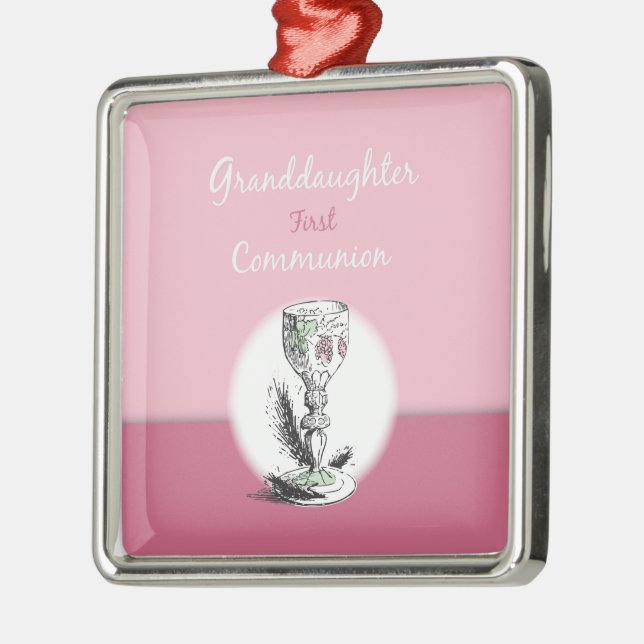 Barnbarn Första Kommunion Rosa, Kalk Julgransprydnad Metall (Vänster)