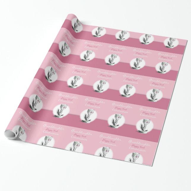 Barnbarn Första Kommunion Rosa, Kalk Presentpapper (Utrullad)